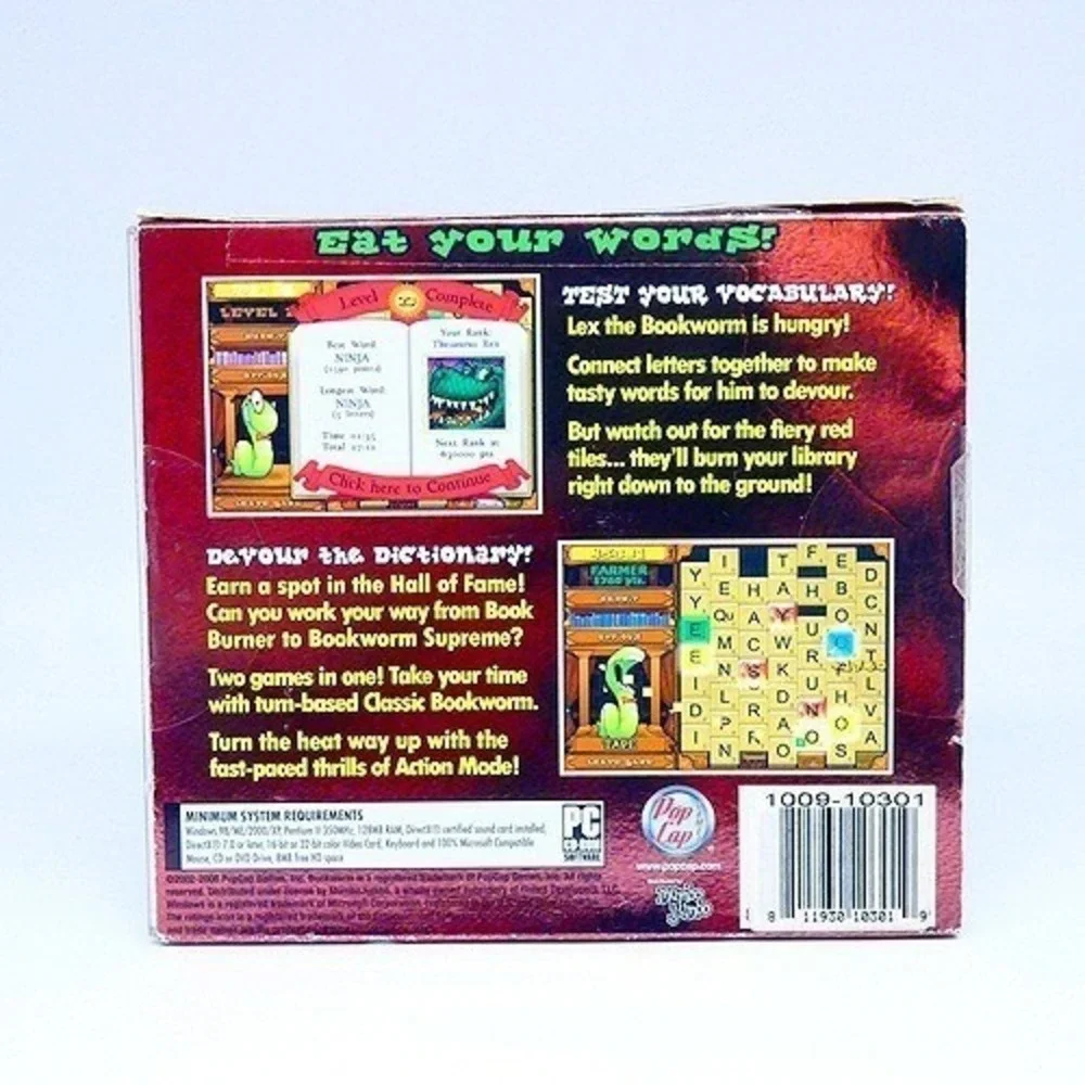 Book Worm Deluxe! (Windows PC CD-ROM) Popcap Games 2005 Tested